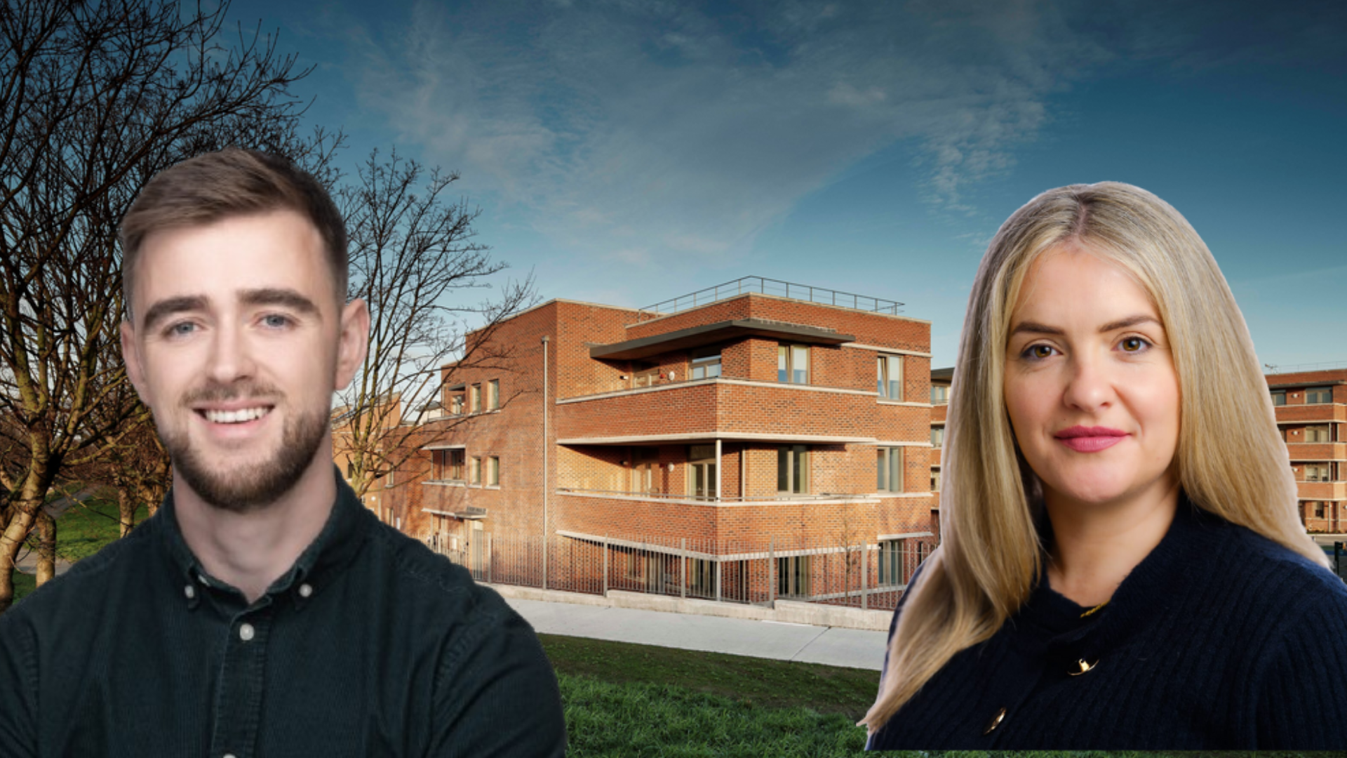 Cllr.s Conor Reddy and Hazel De Nortúin of People Before Profit in front of Council Housing in Dolphin's Barn Dublin.