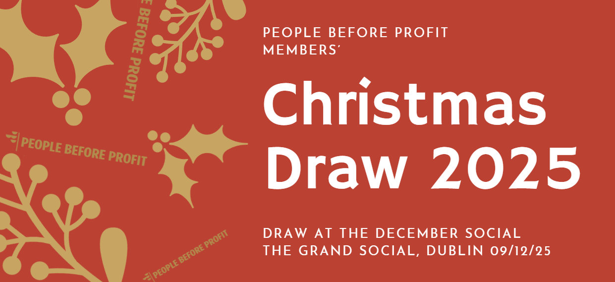 PBP Members' Christmas Draw 2025 Graphic with line saying Draw at the December Social the Grand Social, Dublin 09/12/25